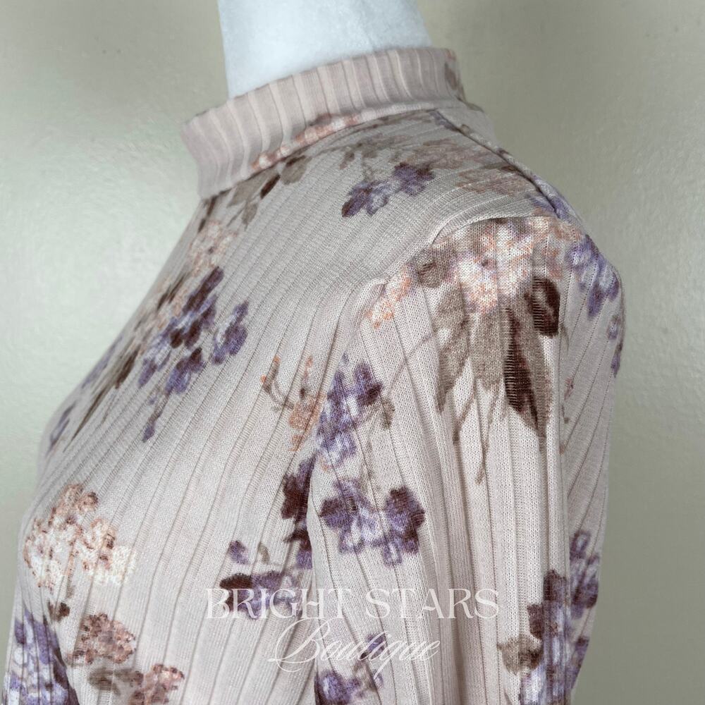 Rare Floral Cropped Mock Neck Ribbed Top Long Sleeve ASO Enid Sinclair Wednesday - Picture 8 of 11